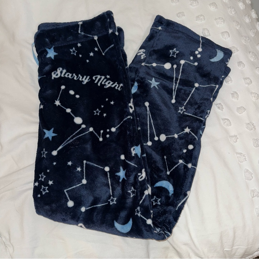 Navy Blue Constellation Plush Pajama Pants
